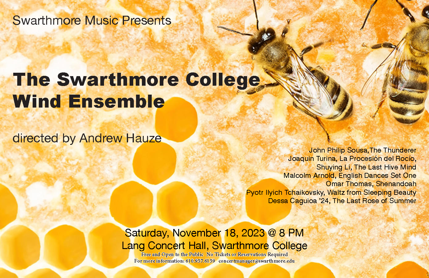 The Swarthmore College Wind Ensemble's Fall 2023 Performance Music